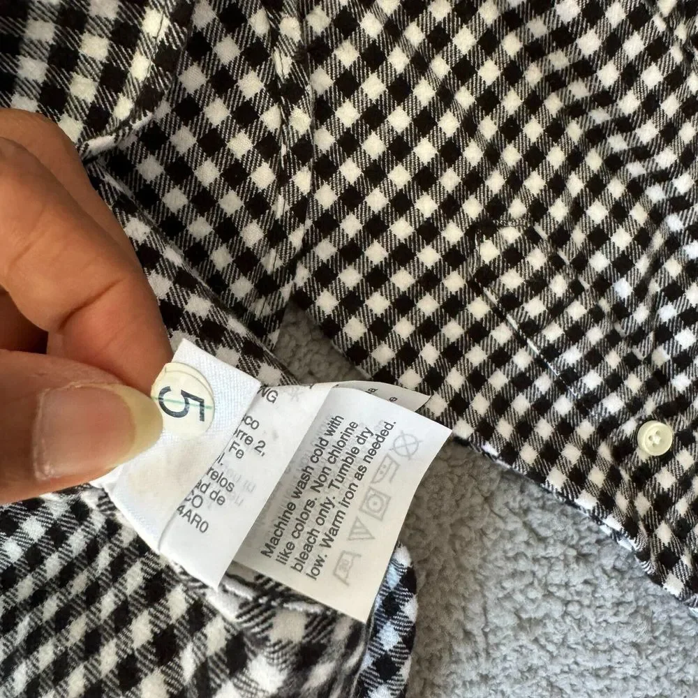NEW J. Crew Shirt Mens‎ Small Black White Check Gingham Flannel Popover Zip Top